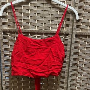 Brandy Melville Red Spaghetti Strap Crop Top